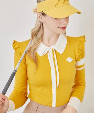 J.Jane Shoulder Frill Knit Zip-Up (Mustard)