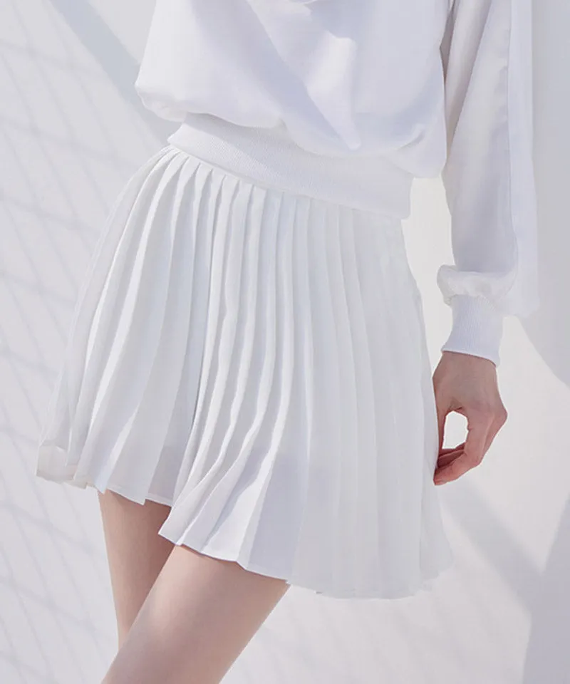 J.Jane Unbalanced Chiffon Pleats Skirt - White