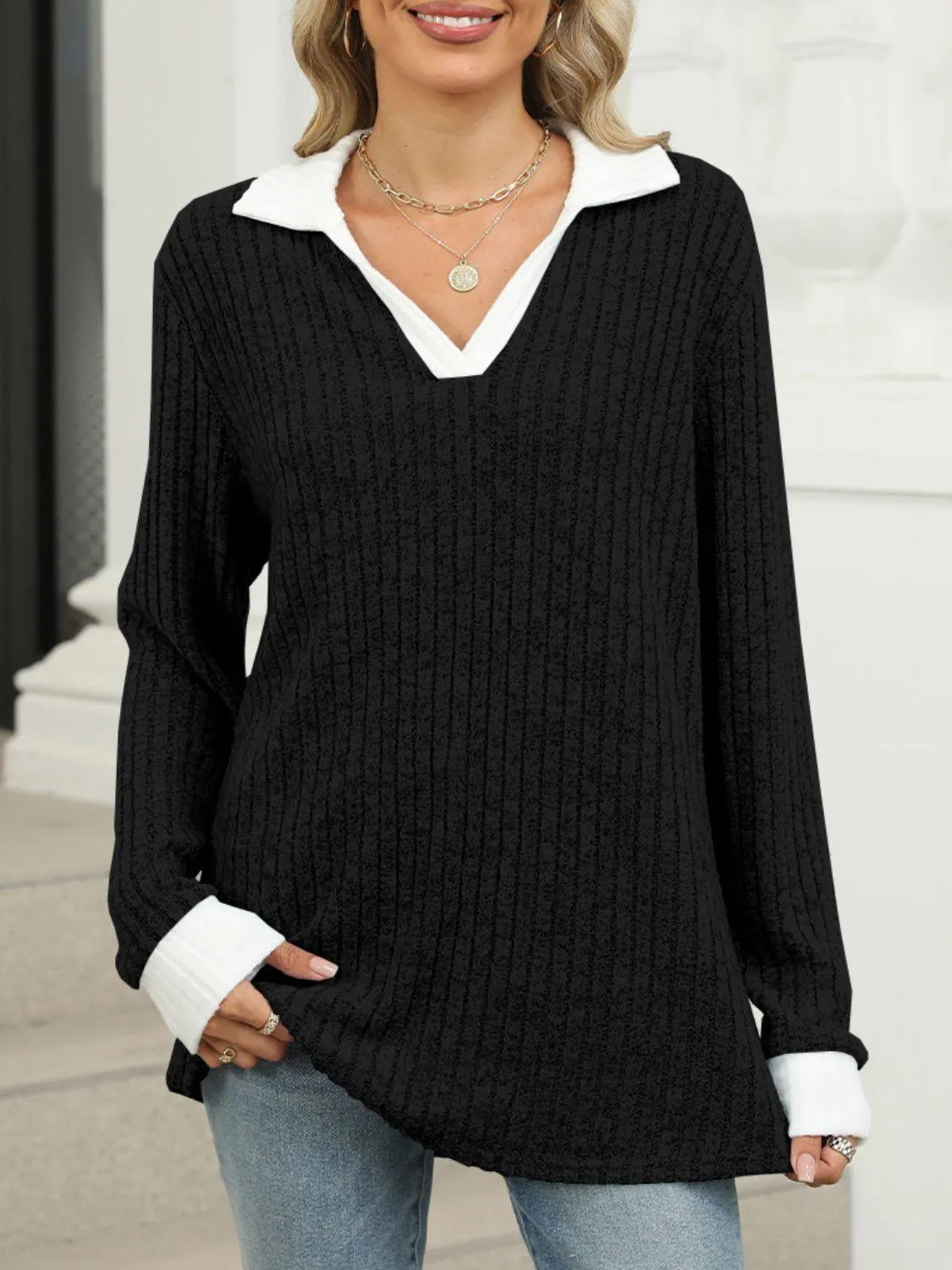 Johnny Collar Long Sleeve Shirt