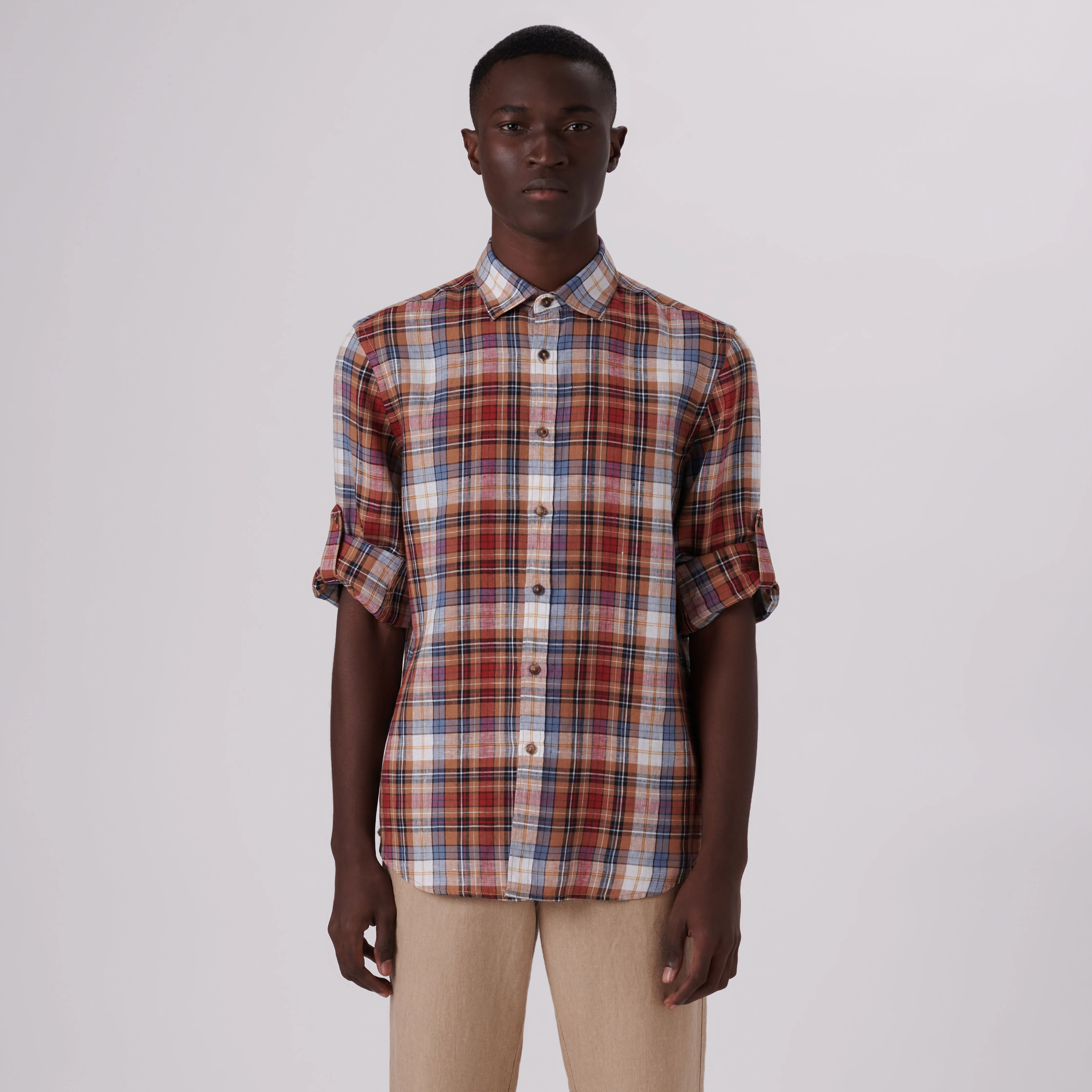 Julian Plaid Check Linen Shirt
