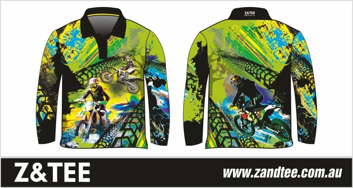 Kids | Extreme Motorbike Green Fishing Shirt