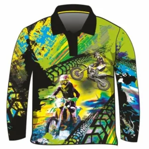 Kids | Extreme Motorbike Green Fishing Shirt