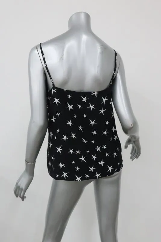 L'Agence Black Silk Camisole Top w/ White Stars Sz S/P