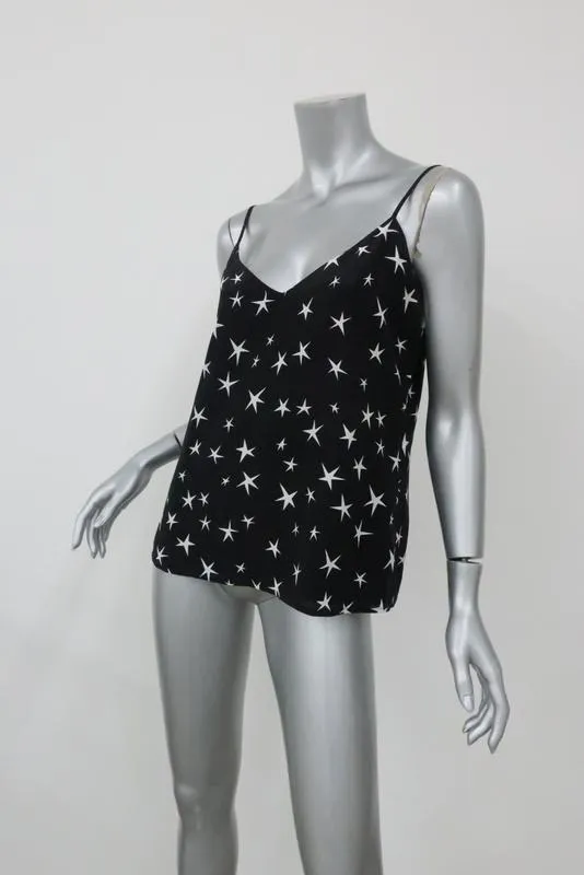 L'Agence Black Silk Camisole Top w/ White Stars Sz S/P