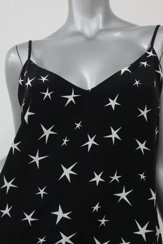 L'Agence Black Silk Camisole Top w/ White Stars Sz S/P