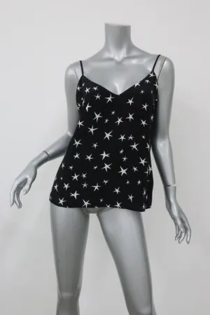 L'Agence Black Silk Camisole Top w/ White Stars Sz S/P