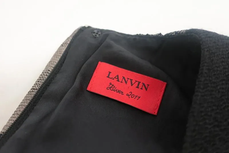 Lanvin Floral Jacquard Sheath Dress Black/Taupe Size 38 Sleeveless Mini