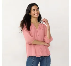 Lc Lauren Conrad Women's Chiffon Peasant Blouse WL23W022RS1