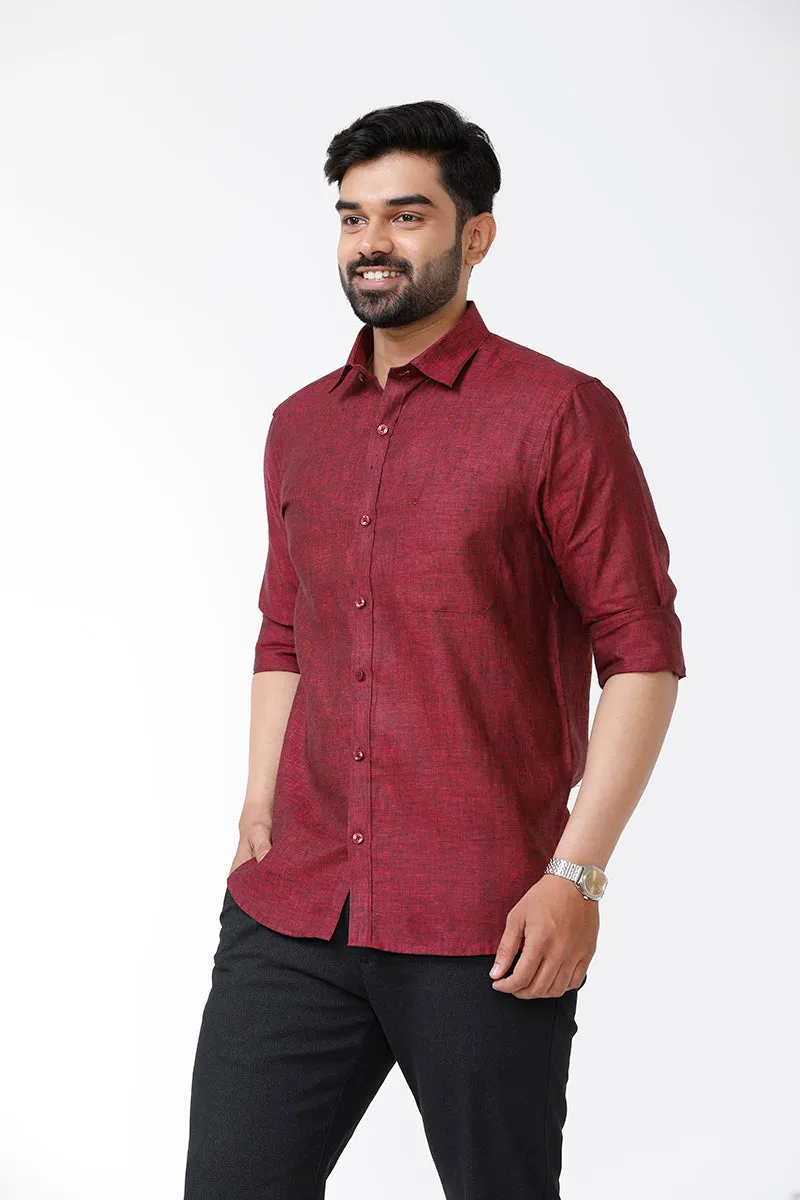 Linen Rise- Maroon Formal Shirts for Mens | Uathayam