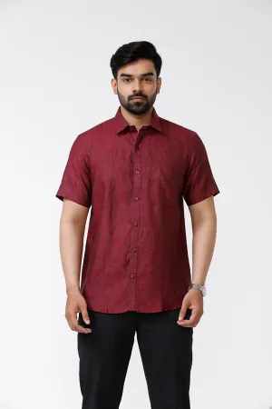 Linen Rise- Maroon Formal Shirts for Mens | Uathayam
