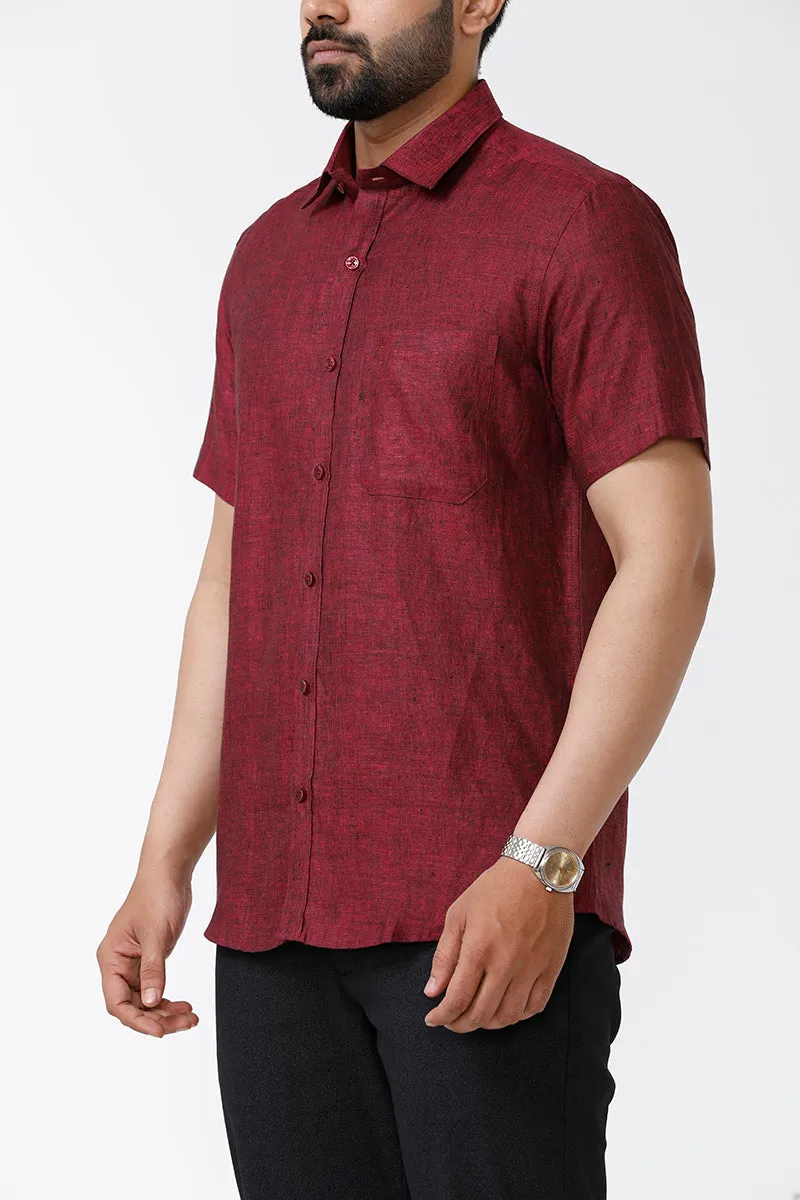 Linen Rise- Maroon Formal Shirts for Mens | Uathayam