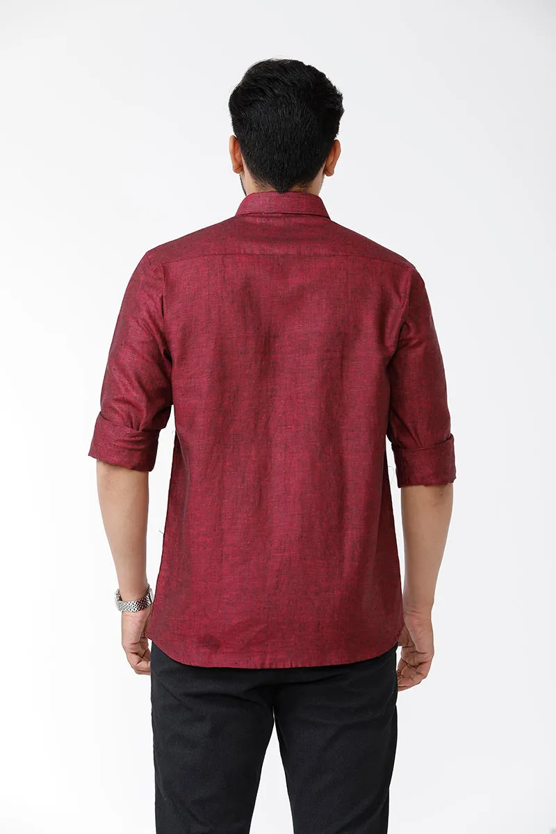 Linen Rise- Maroon Formal Shirts for Mens | Uathayam