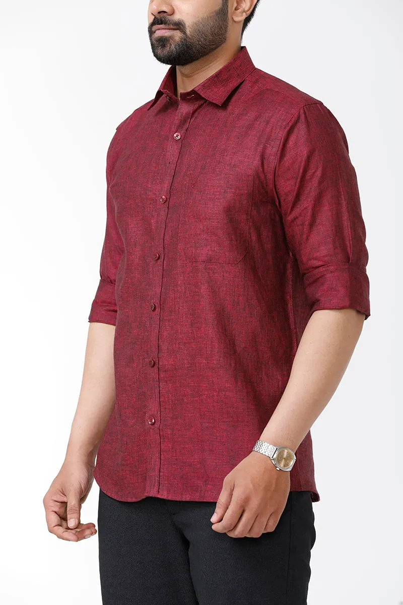 Linen Rise- Maroon Formal Shirts for Mens | Uathayam