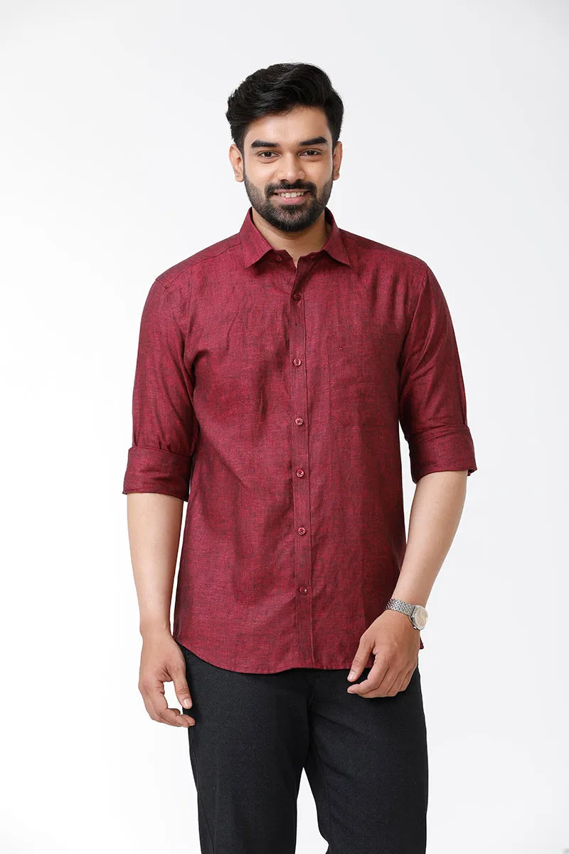 Linen Rise- Maroon Formal Shirts for Mens | Uathayam