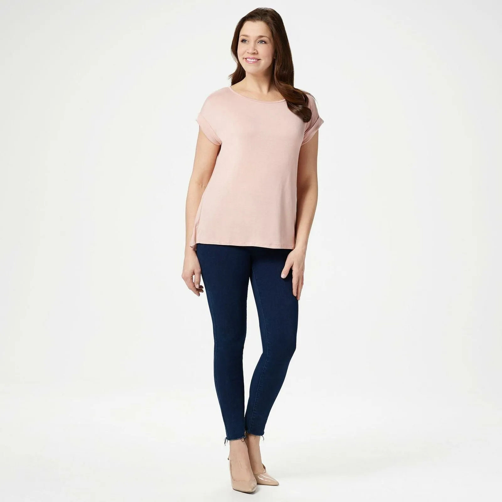 Lisa Rinna Collection Women's Mixed Media Pleated Back Top