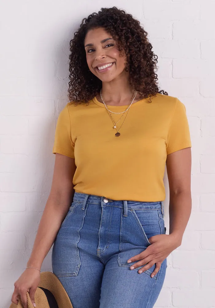 Liza Crew Neck Tee - Marigold