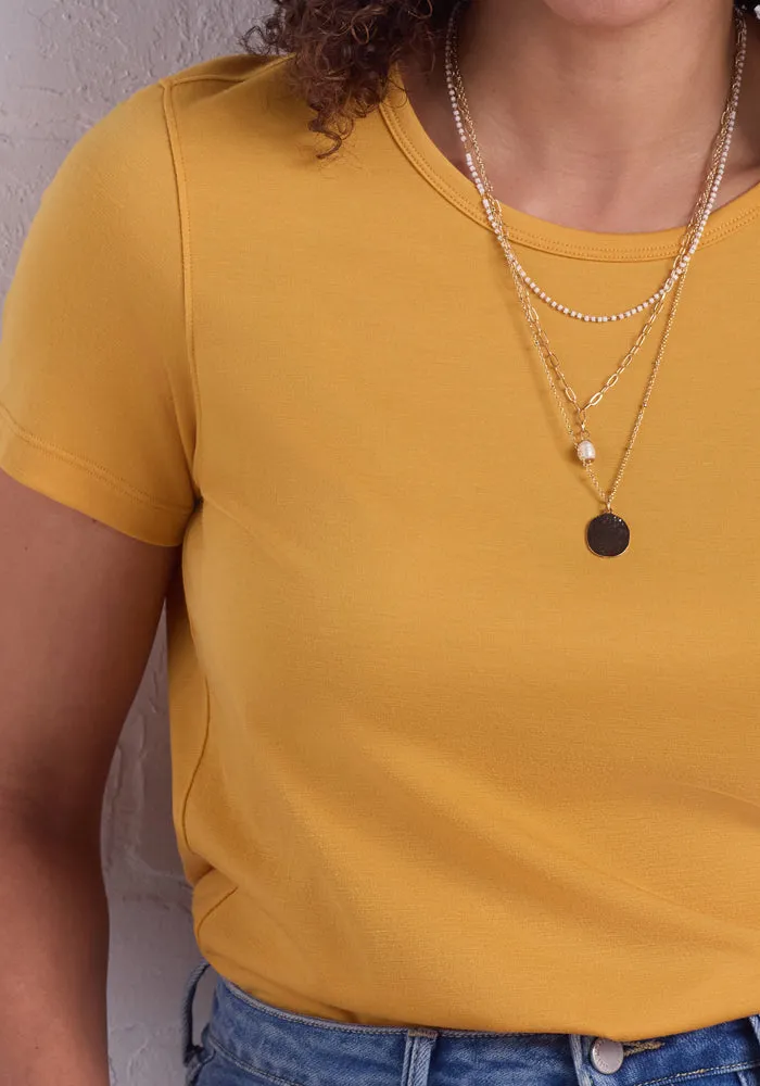 Liza Crew Neck Tee - Marigold
