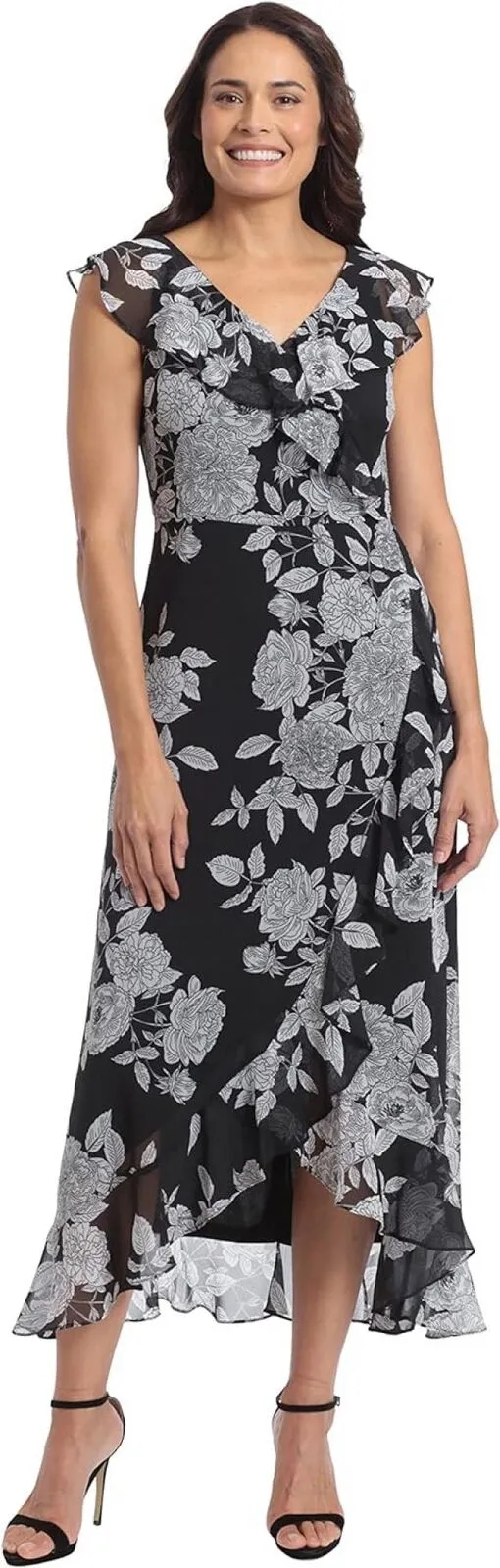 London Times Women's Chiffon Faux Wrap Ruffle Maxi Dress 4770535_10