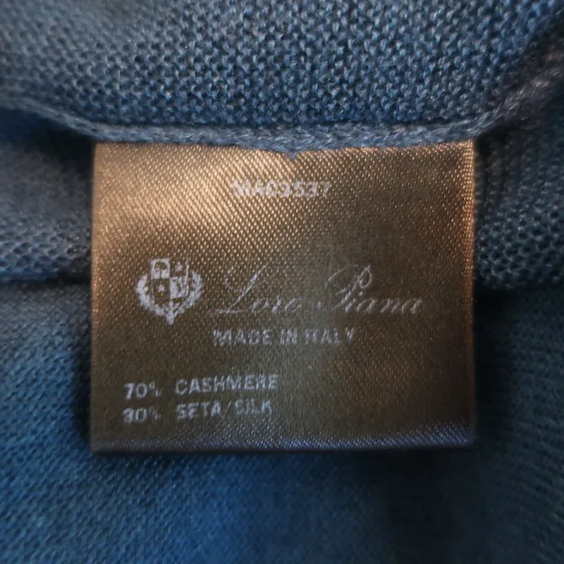 Loro Piana Sleeveless V-Neck Knit Top Navy Cashmere-Silk Size 40