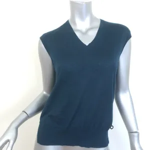 Loro Piana Sleeveless V-Neck Knit Top Navy Cashmere-Silk Size 40