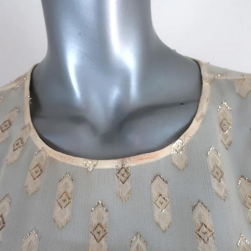 LoveShackFancy Blouse Erin Ivory Metallic Fil Coupe Size Small Long Sleeve Top