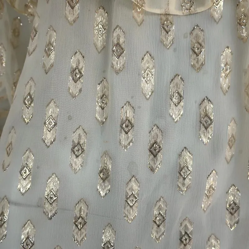 LoveShackFancy Blouse Erin Ivory Metallic Fil Coupe Size Small Long Sleeve Top