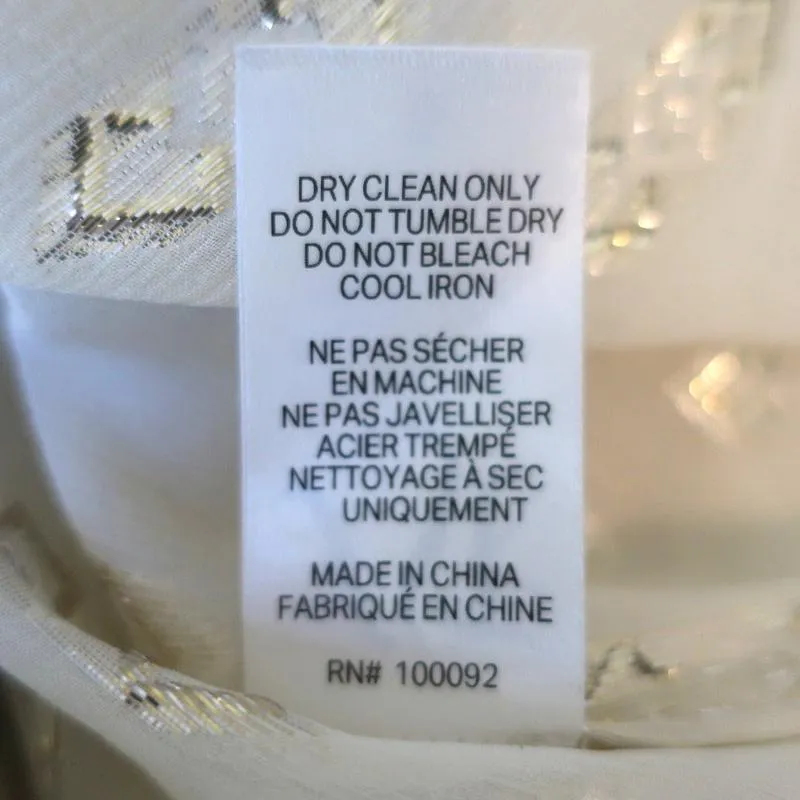 LoveShackFancy Blouse Erin Ivory Metallic Fil Coupe Size Small Long Sleeve Top