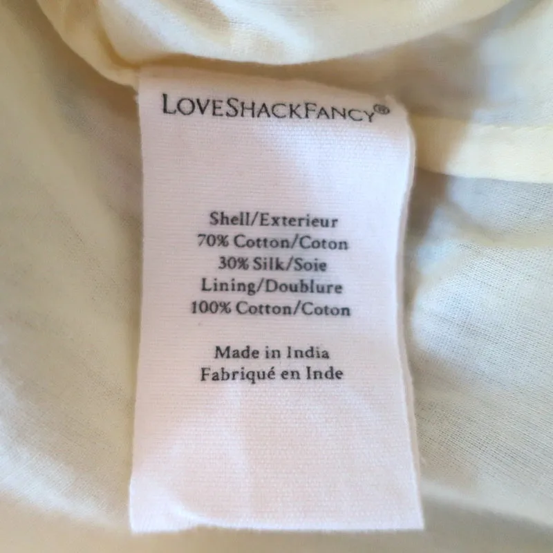 LoveShackFancy Tiered Maxi Skirt Haru Yellow Floral Print Cotton-Silk Size 6