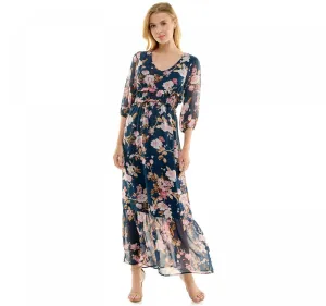 Luxology Women's 3/4-Sleeve Chiffon Maxi Dress Y878495K74
