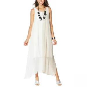 MarlaWynne WynneLayers Women's Chiffon Sleeveless Colorblocked Maxi Dress