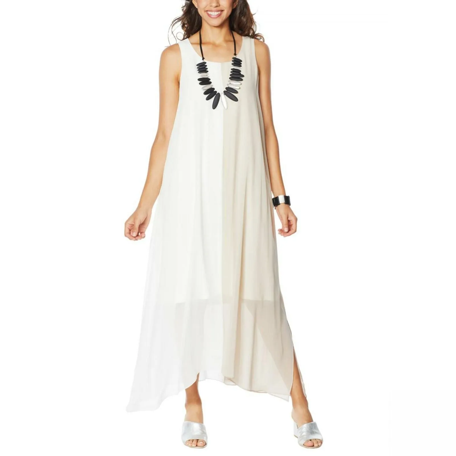 MarlaWynne WynneLayers Women's Chiffon Sleeveless Colorblocked Maxi Dress
