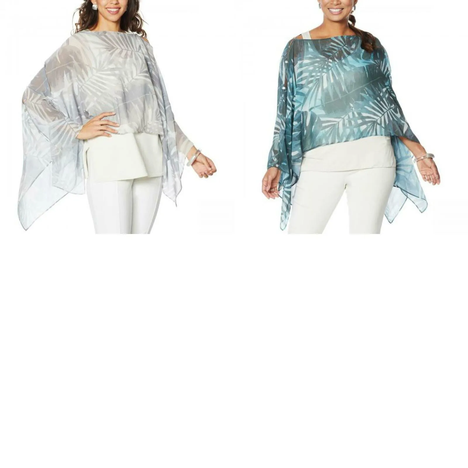 MarlaWynne WynneLayers Women's Convertible Leaf Print Chiffon Poncho