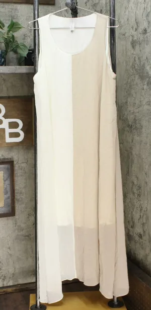 MarlaWynne WynneLayers Women's Sleeveless Colorblocked Maxi Dress Cloud/ Sand XL