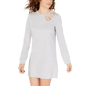 Material Girl Women's Junior Fit Lattice Detail Sweatshirt Dress
