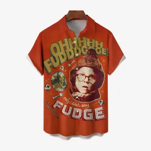 Men's Christmas Fudge Print Casual Short Sleeve Shirt 2411008745