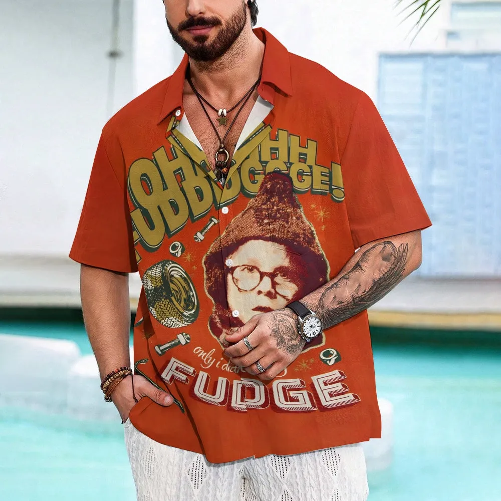 Men's Christmas Fudge Print Casual Short Sleeve Shirt 2411008745