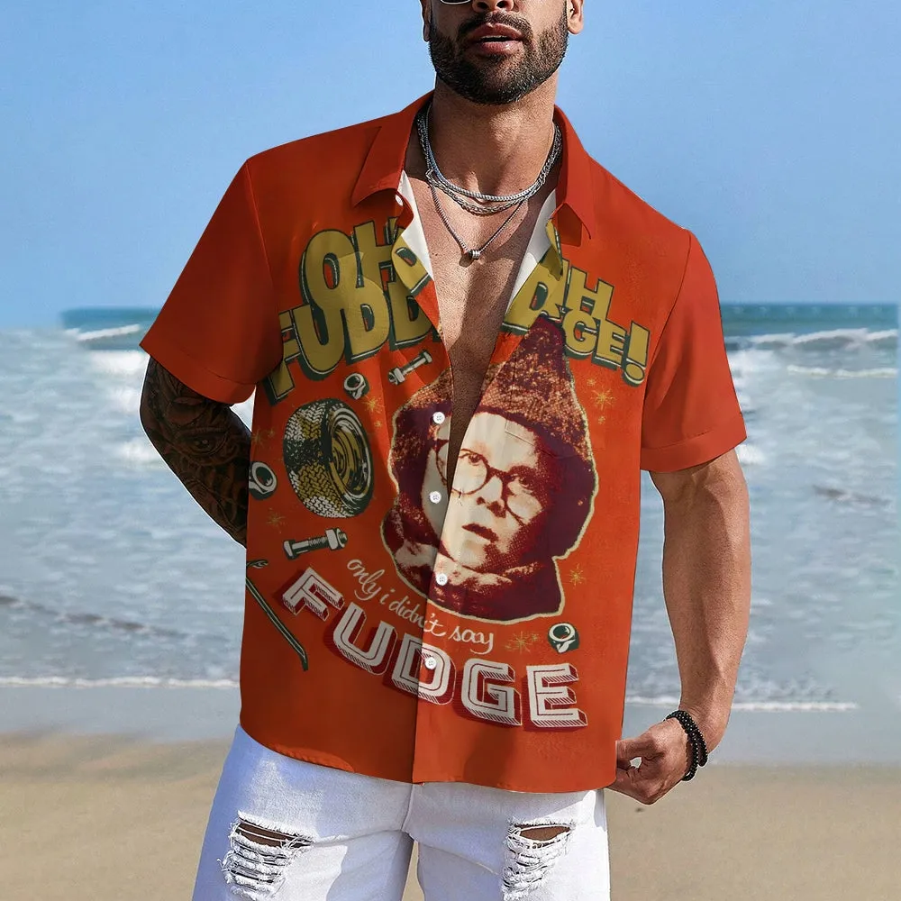 Men's Christmas Fudge Print Casual Short Sleeve Shirt 2411008745