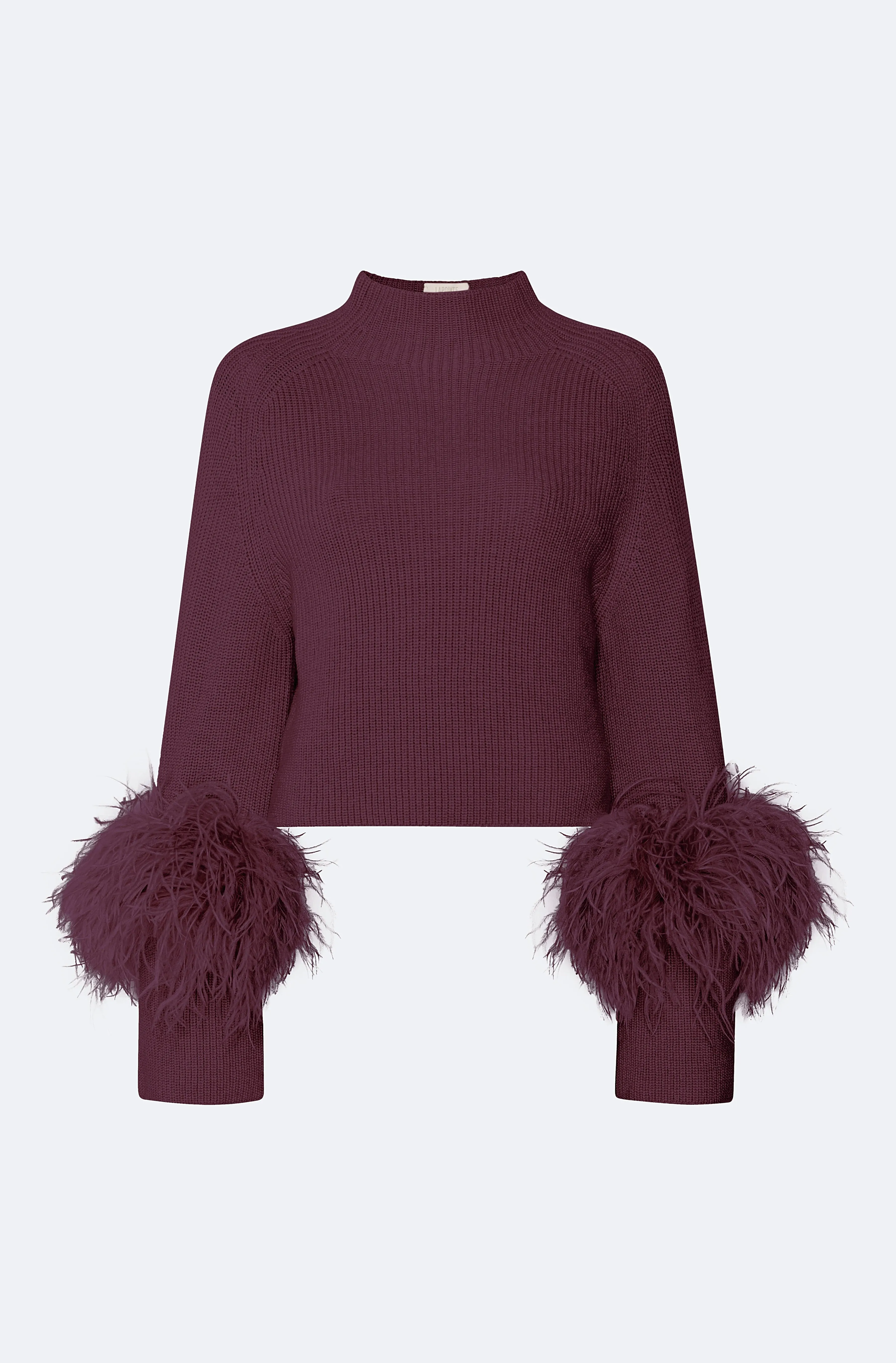 Merino Mock Neck Sweater With Feathers