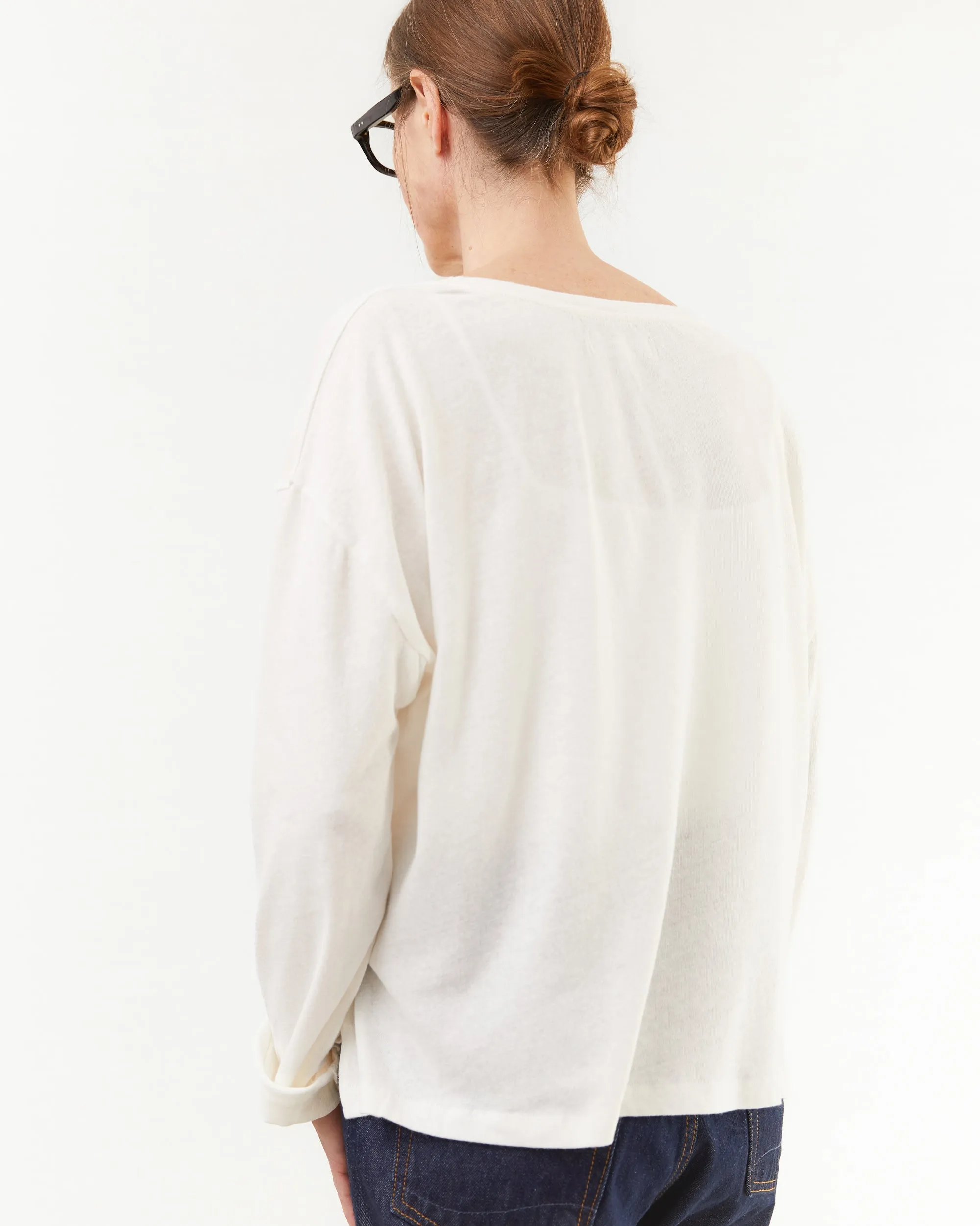 Merz b Schwanen Women's Cotton/Linen Long Sleeve T-shirt in White