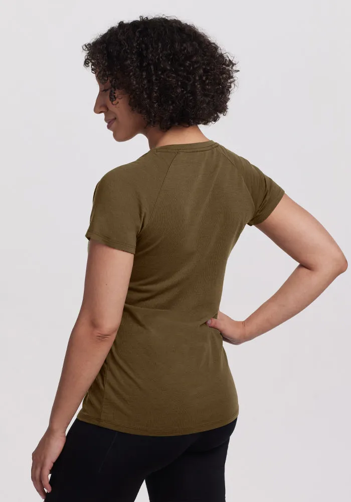 Mia V Neck - Olive Leaf