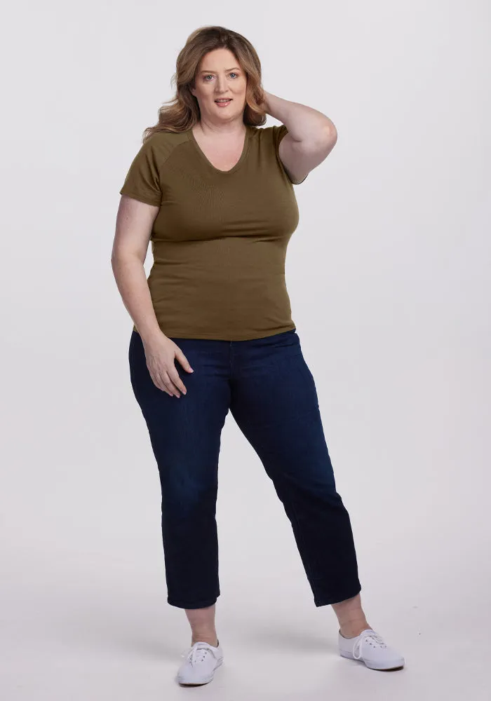 Mia V Neck - Olive Leaf