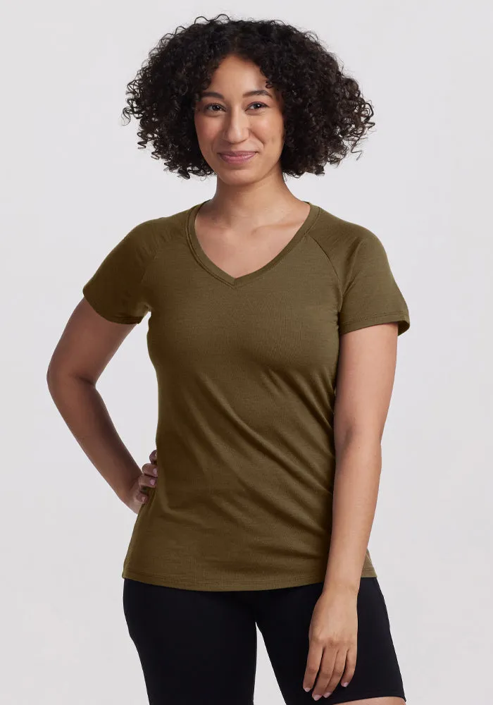Mia V Neck - Olive Leaf