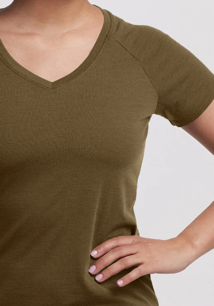 Mia V Neck - Olive Leaf