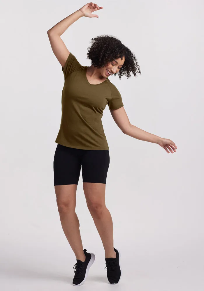 Mia V Neck - Olive Leaf