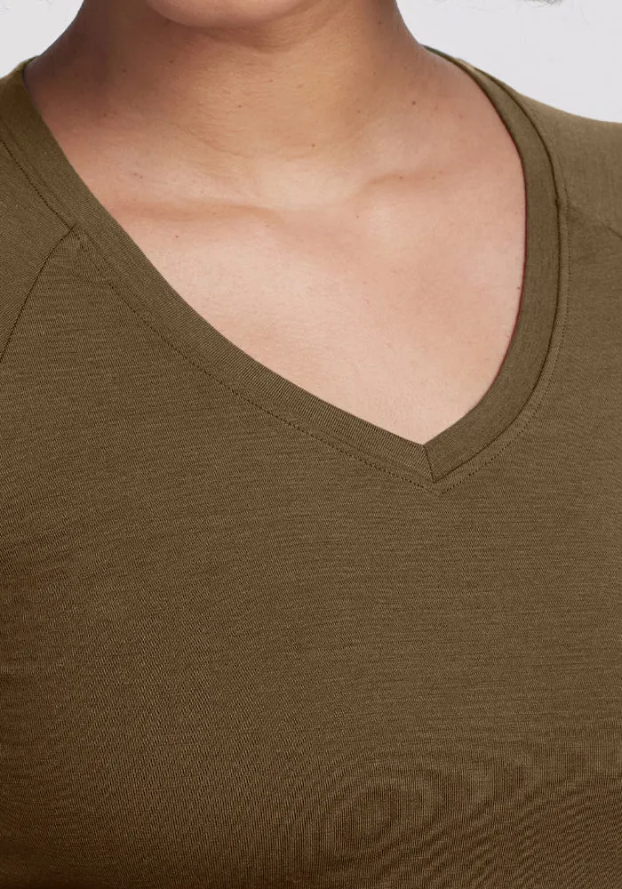 Mia V Neck - Olive Leaf
