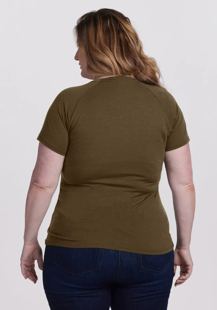 Mia V Neck - Olive Leaf