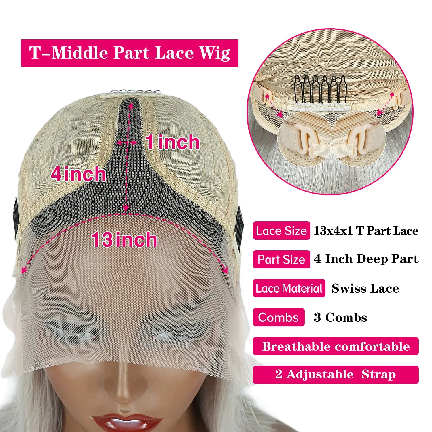 MIFIL Bob Wigs Human Hair Short Straight Grey Bob Wig 13x4x1 T Part Lace Front Wigs Glueless Ombre Bob Wigs 14 Inch Brazilian Virgin Human Hair for Women T1B/Grey Colored 150% Density