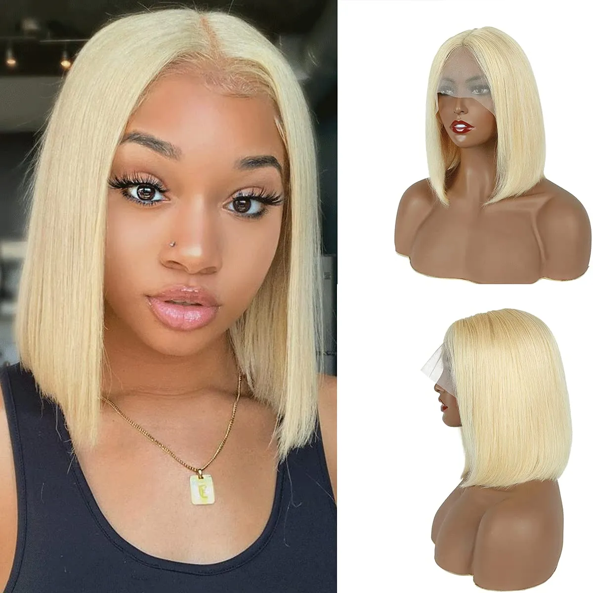 MIFIL Bob Wigs Human Hair Short Straight Grey Bob Wig 13x4x1 T Part Lace Front Wigs Glueless Ombre Bob Wigs 14 Inch Brazilian Virgin Human Hair for Women T1B/Grey Colored 150% Density