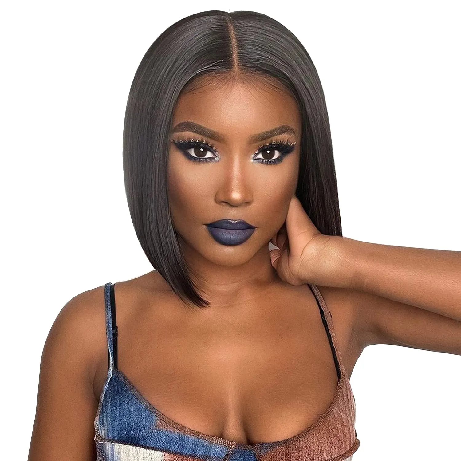 MIFIL Bob Wigs Human Hair Short Straight Grey Bob Wig 13x4x1 T Part Lace Front Wigs Glueless Ombre Bob Wigs 14 Inch Brazilian Virgin Human Hair for Women T1B/Grey Colored 150% Density