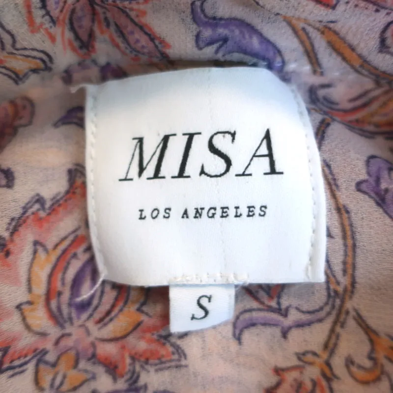 MISA Eloisa Blouson Mini Dress Pink Amouage Paisley Print Chiffon Size Small